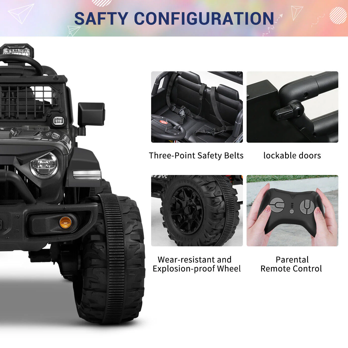 Kimbosmart Electric 24V All-Terrain Children's Ride-On Truck with MP3 Player, LED Lights, and Remote Control - Image 8