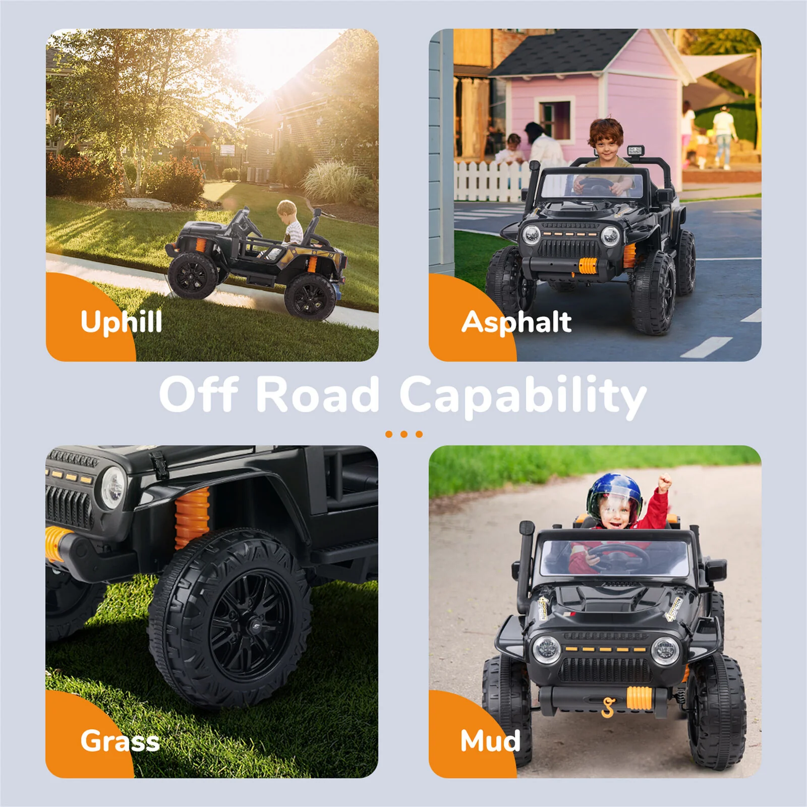 KLOKICK 12V Electric Off-Road UTV Truck for Kids with LED Headlights and Music - Image 7