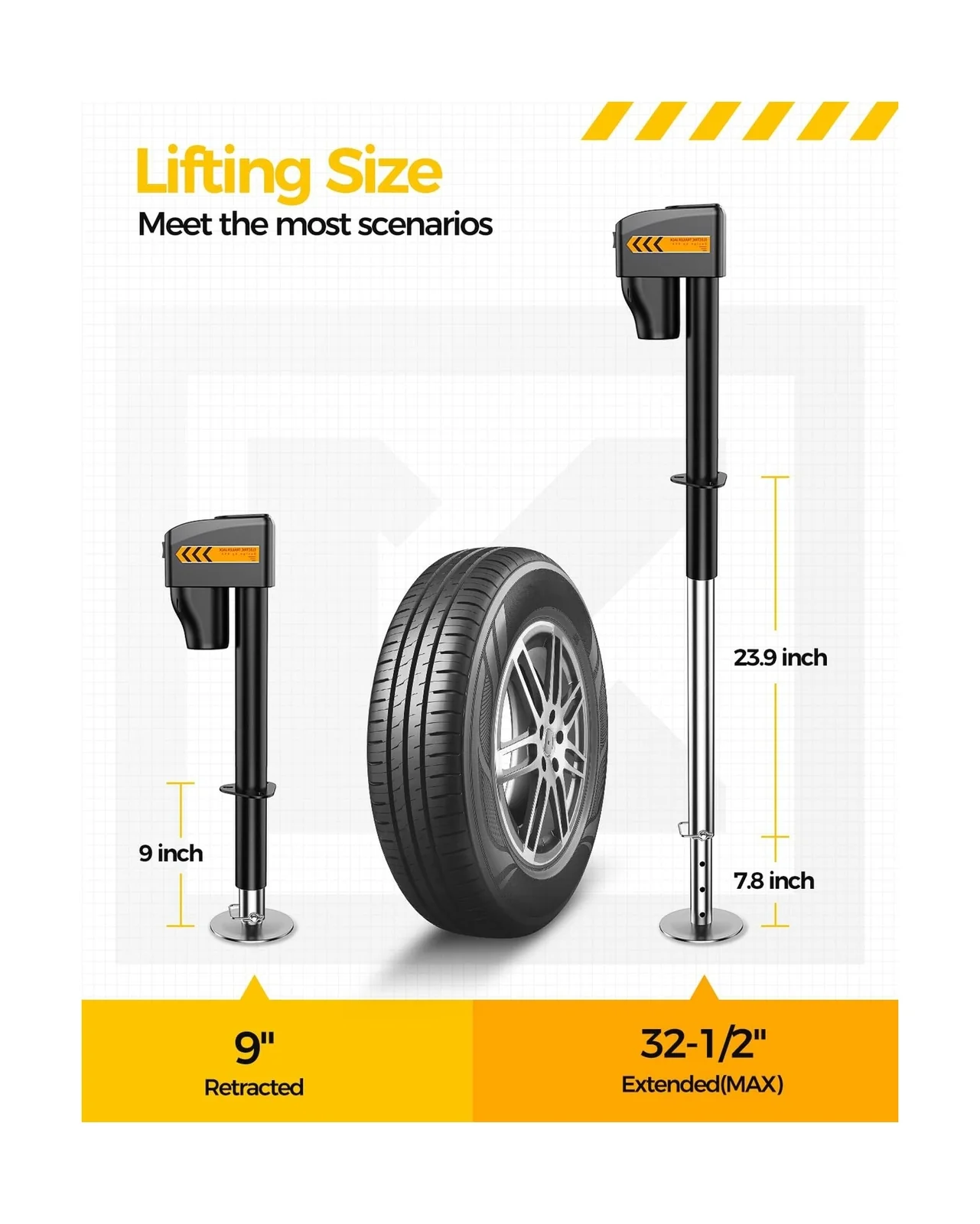 Electric Trailer Jack 5000 lbs Capacity Power Tongue Jack Adjustable 9.84" to 33.85" - Image 4