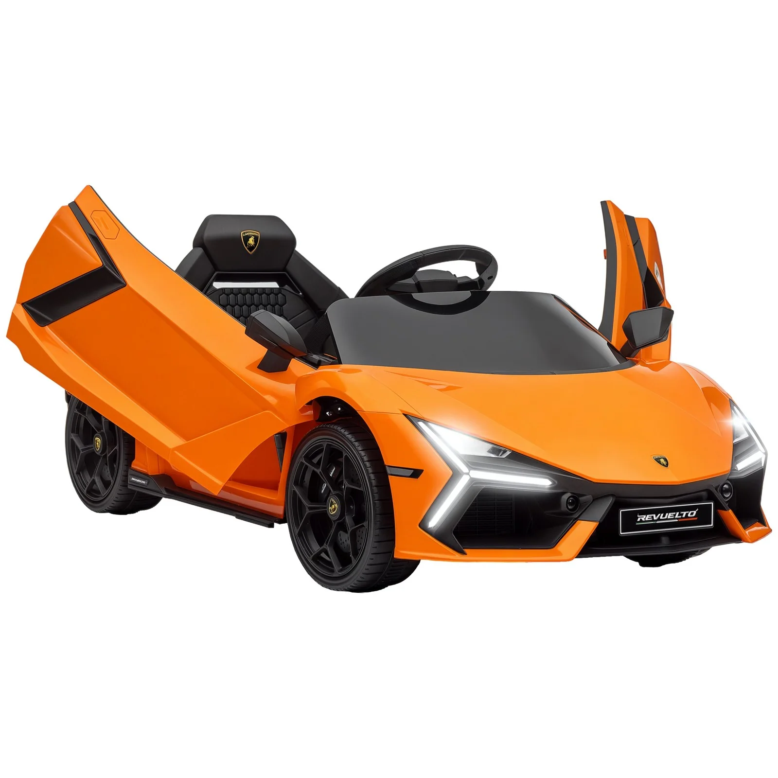 Licensed Kids Ride-On Car with Suspension in Orange - Image 3