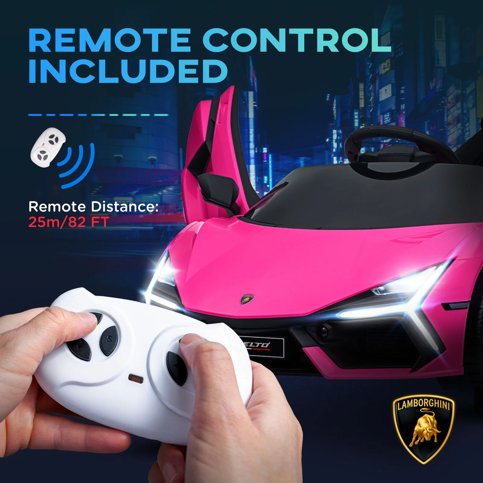 Licensed Lamborghini Revuelto Kids Ride-On Car with Suspension Pink - Image 10