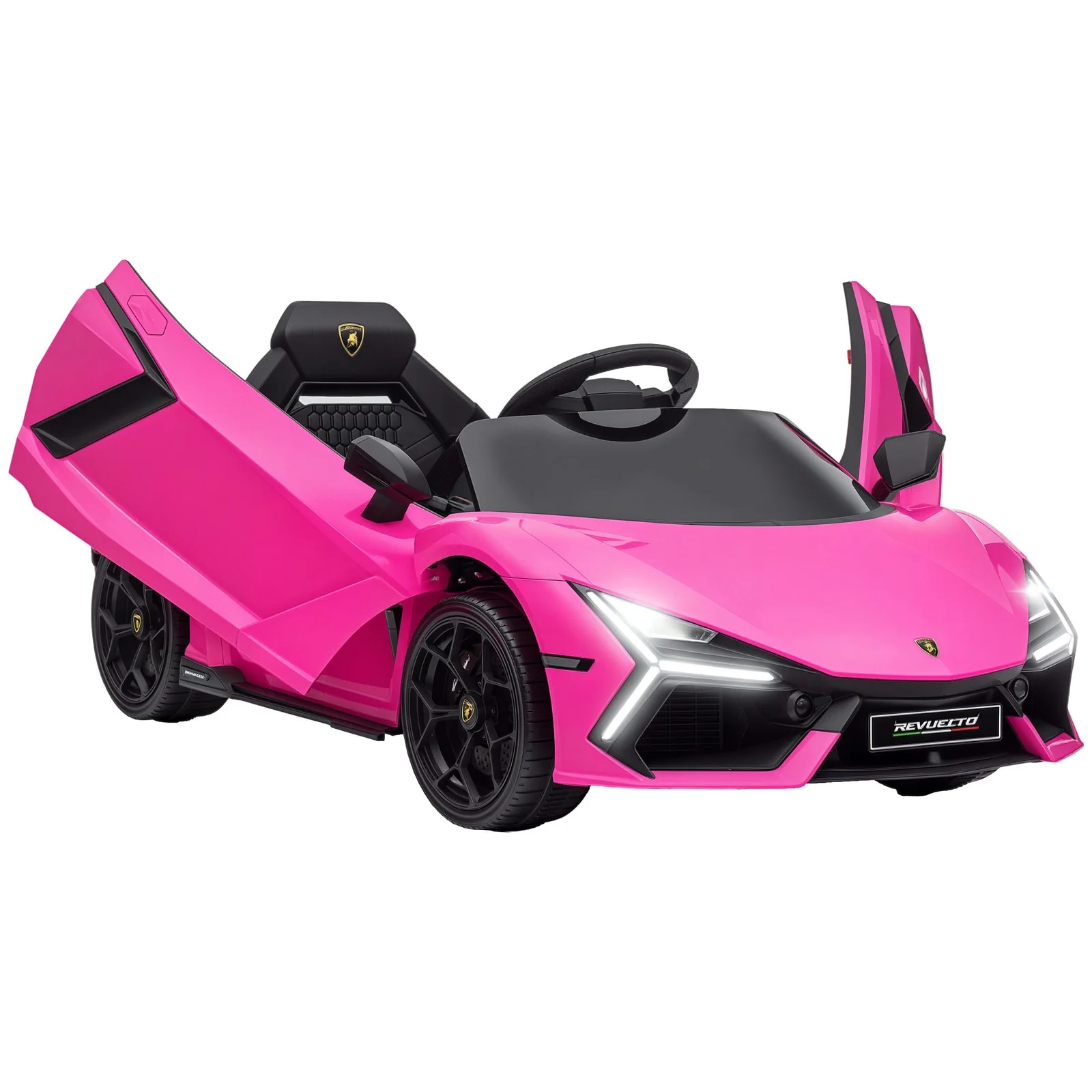 Licensed Kids Ride-On Lamborghini Revuelto Car with Suspension Pink - Image 12