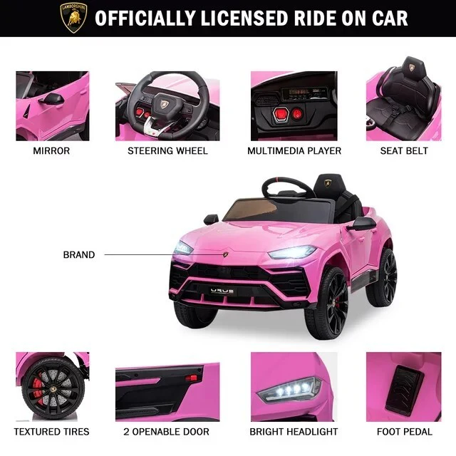 Pink Ride-On Toy Car Inspired by Lamborghini Urus and Sian Models - Image 2