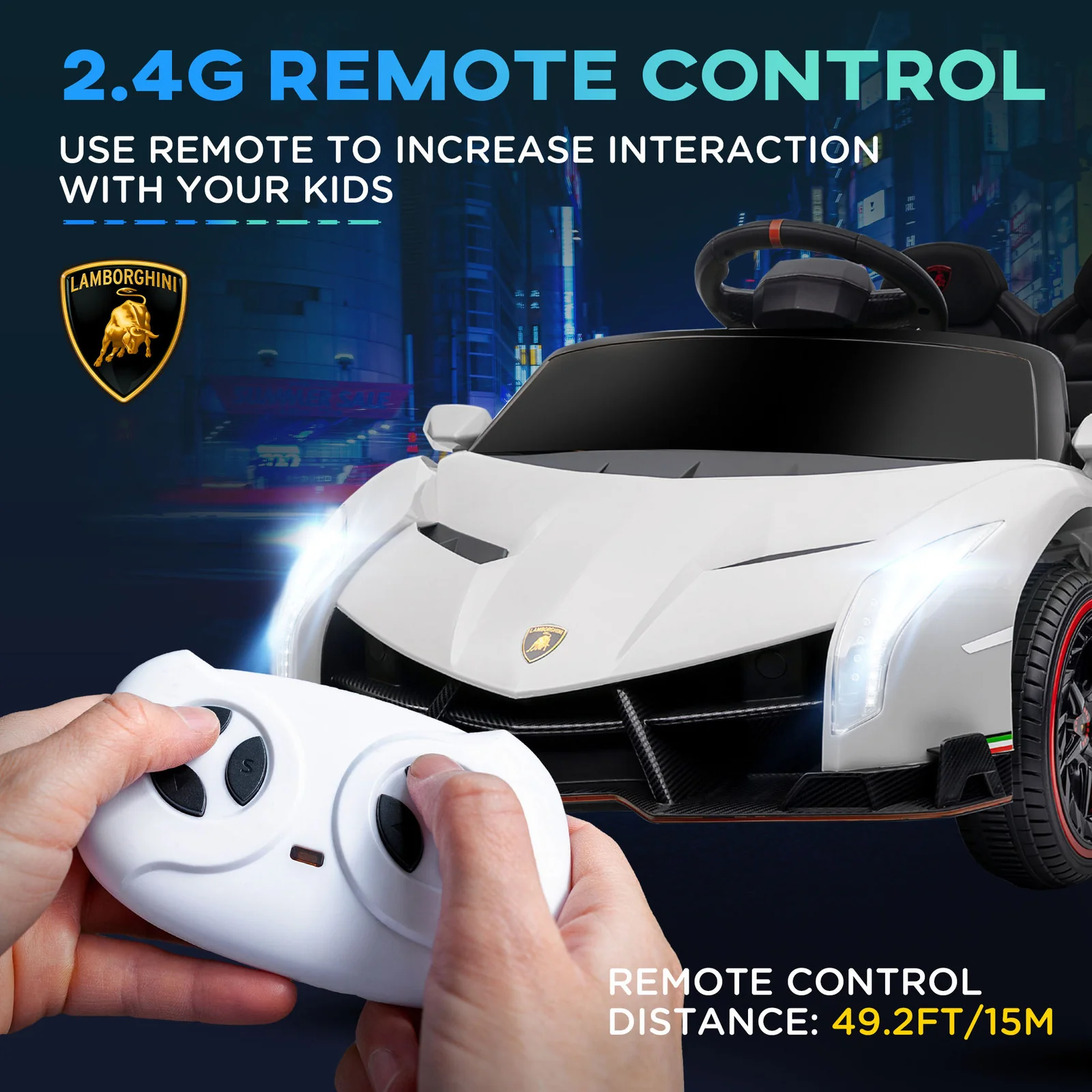 Licensed Lamborghini Veneno Kids Ride-On Car with Bluetooth Music - Image 6
