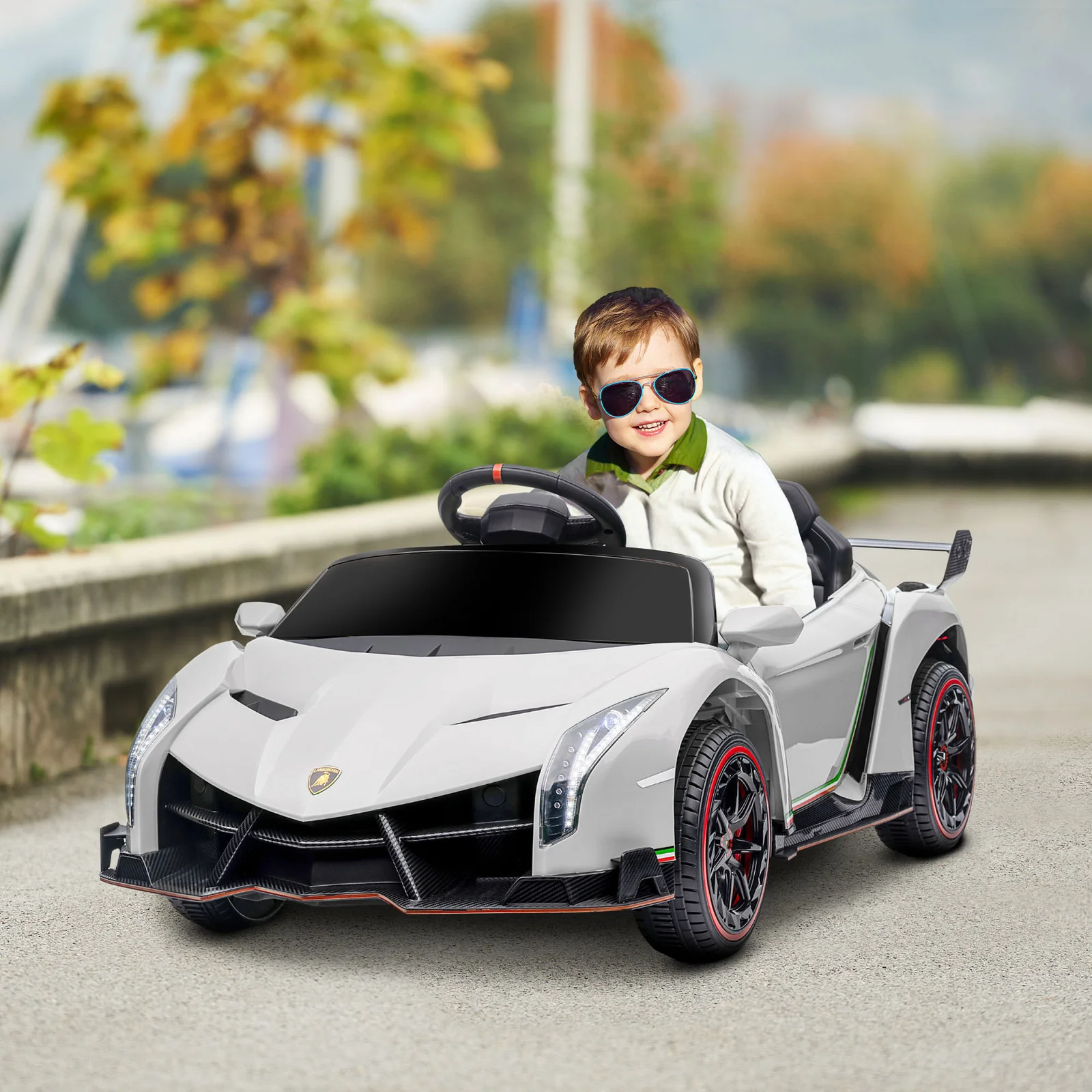 Licensed Lamborghini Veneno Kids Ride-On Car with Bluetooth and Music - Image 2