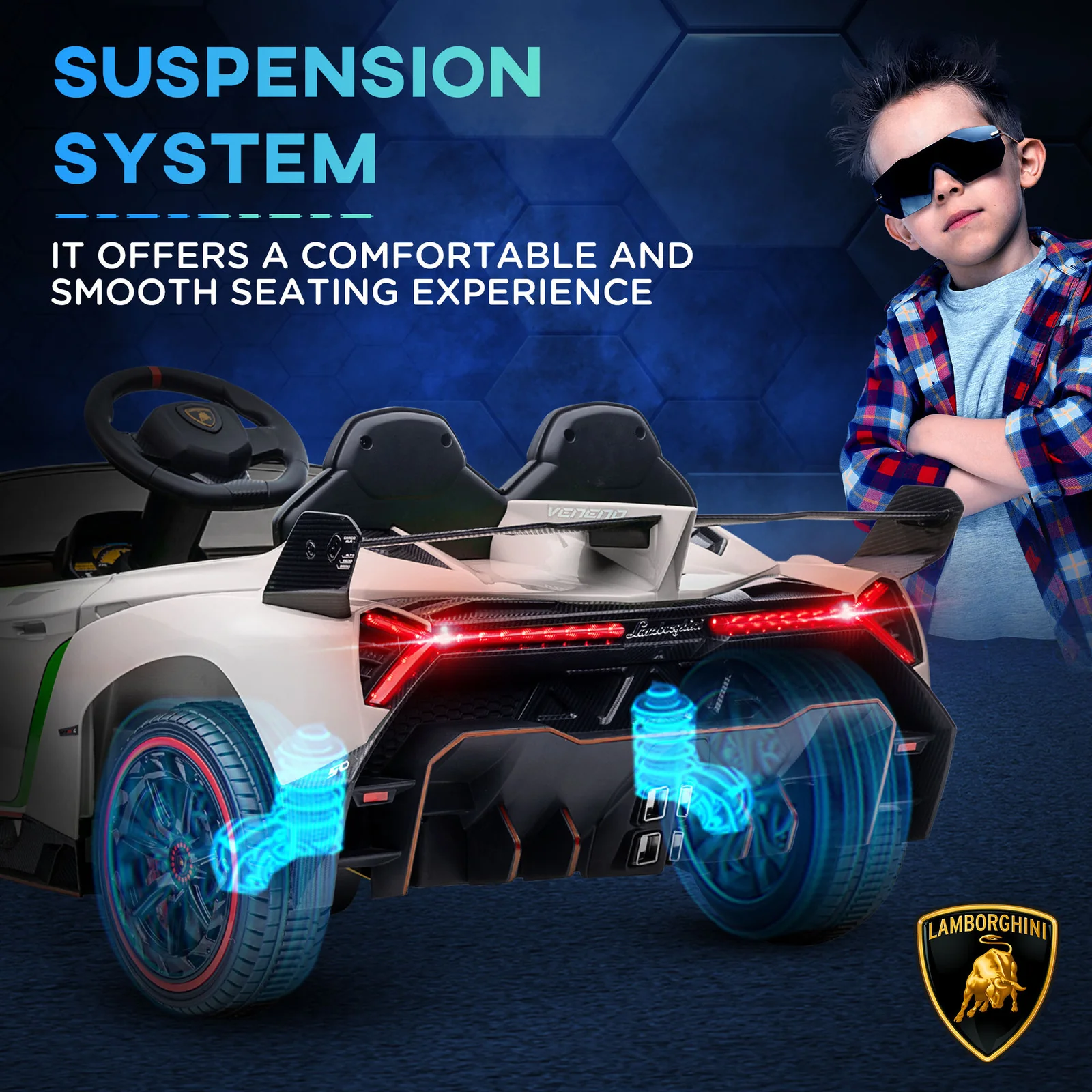 Licensed Lamborghini Veneno Kids Ride-On Car with Bluetooth and Music - Image 8