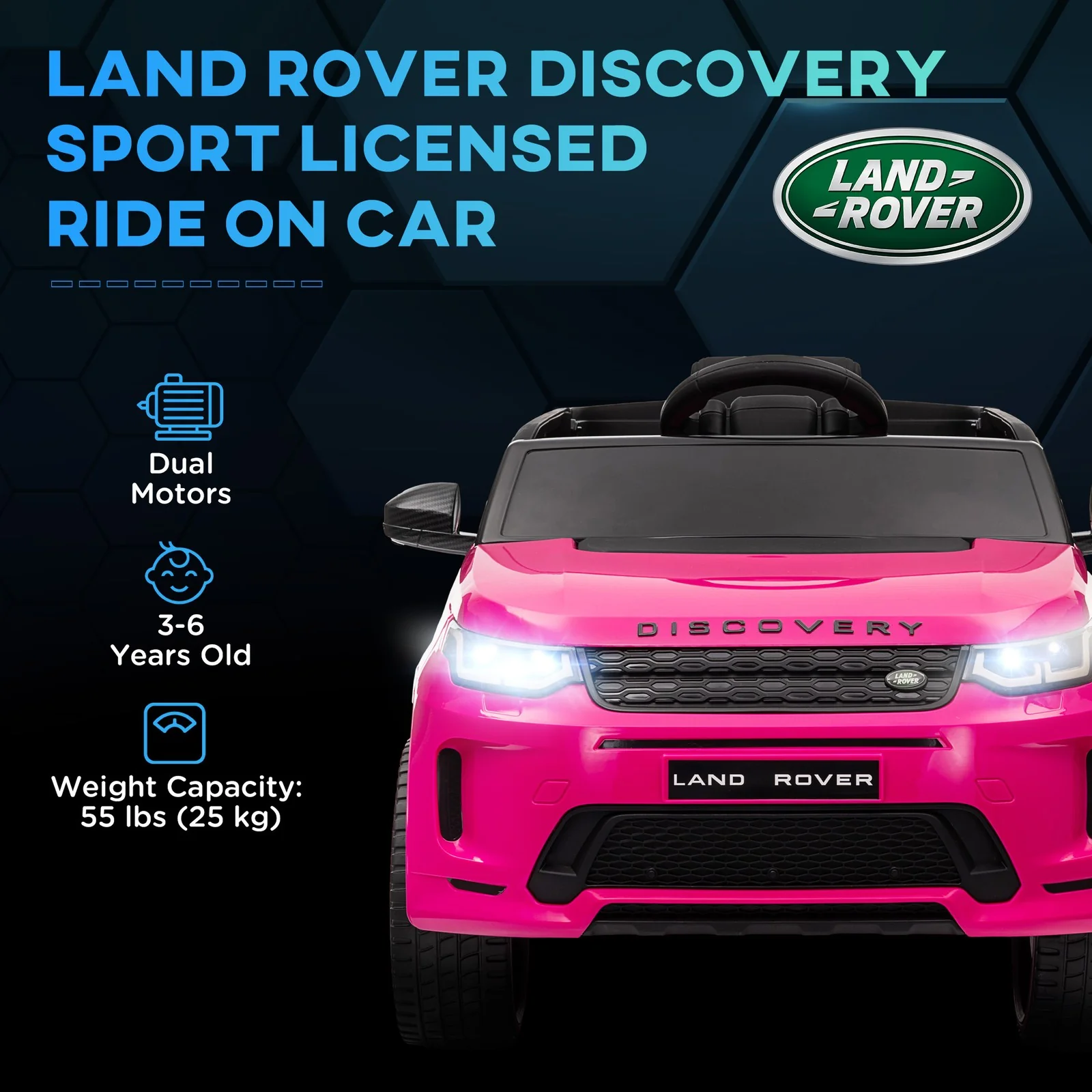 Licensed Land Rover 12V Kids Ride-On Car with Soft Start Pink - Image 5