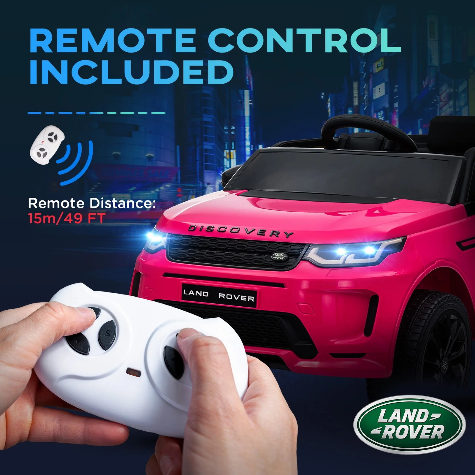 Licensed Land Rover 12V Kids Ride-On Car with Soft Start Pink - Image 8