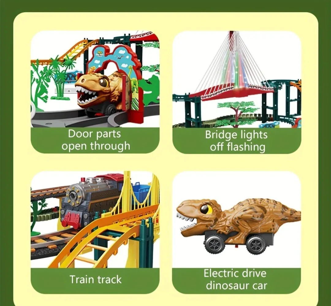 Large Electric Tyrannosaurus Dinosaur Amusement Park Track Car Simulation Toy - Image 4
