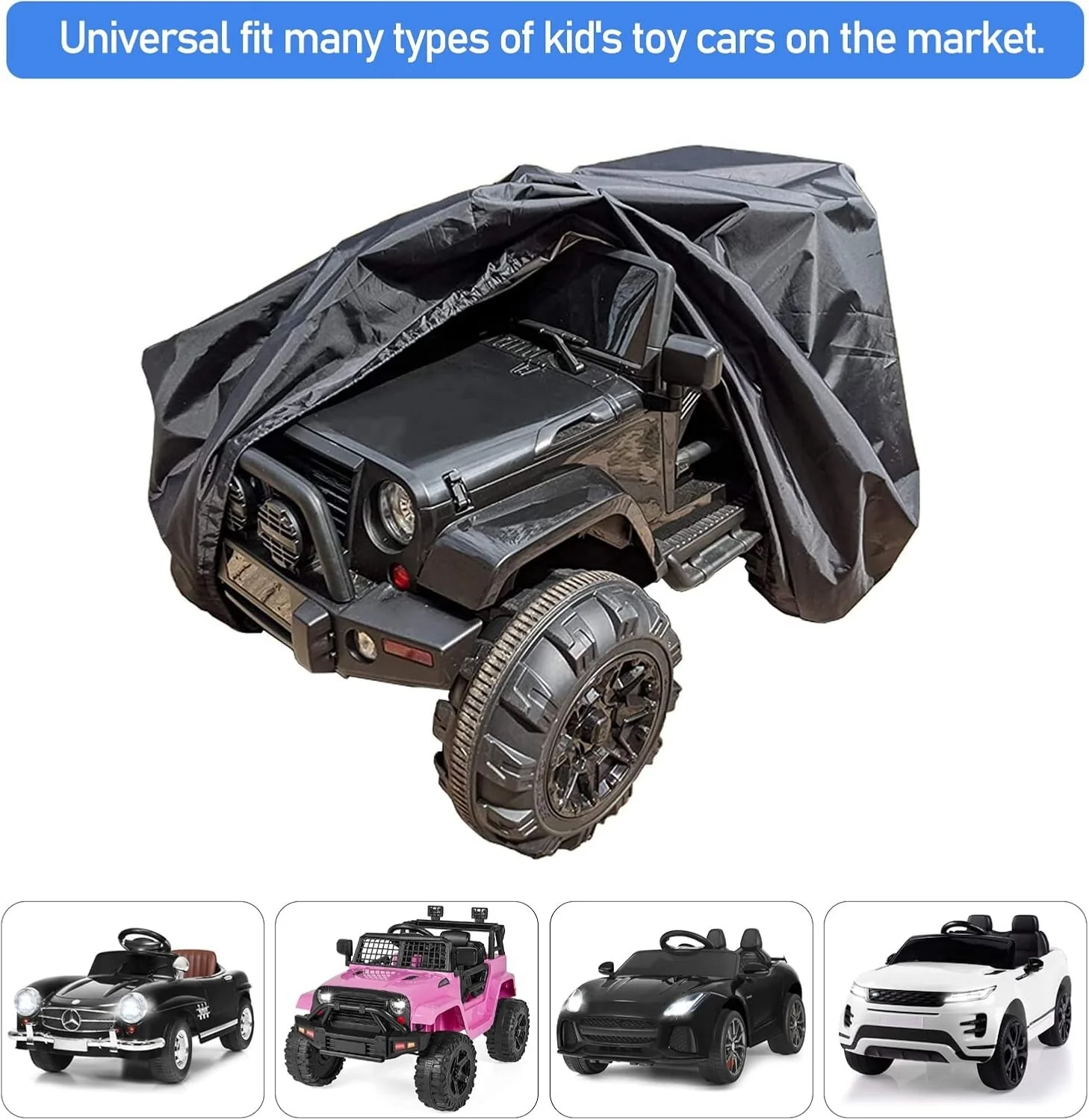 Large Kids Electric Ride-On Jeep Truck with Power Wheels and Protective Cover - Image 3