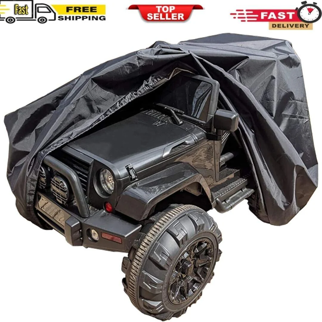 Large Kids Electric Ride-On Jeep Truck with Power Wheels and Protective Cover - Image 9