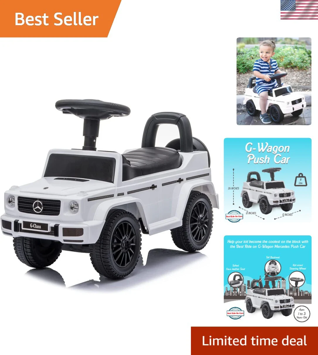 Large Kids Push Car G-Wagon with Realistic Driving Features and Hidden Storage - Image 12