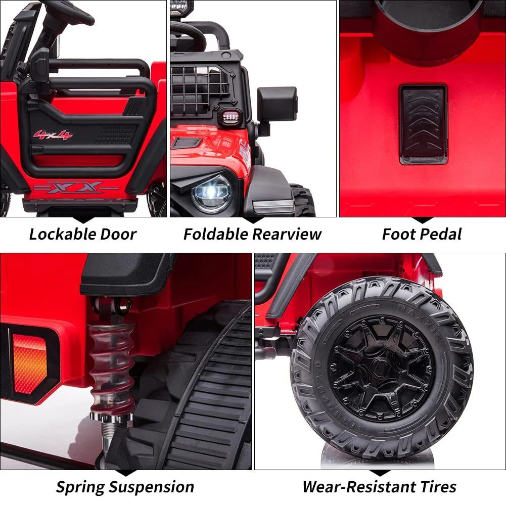Large Seat 2-Seater Ride-On Truck for Kids with Remote Control - Red Color, 24V - Image 3