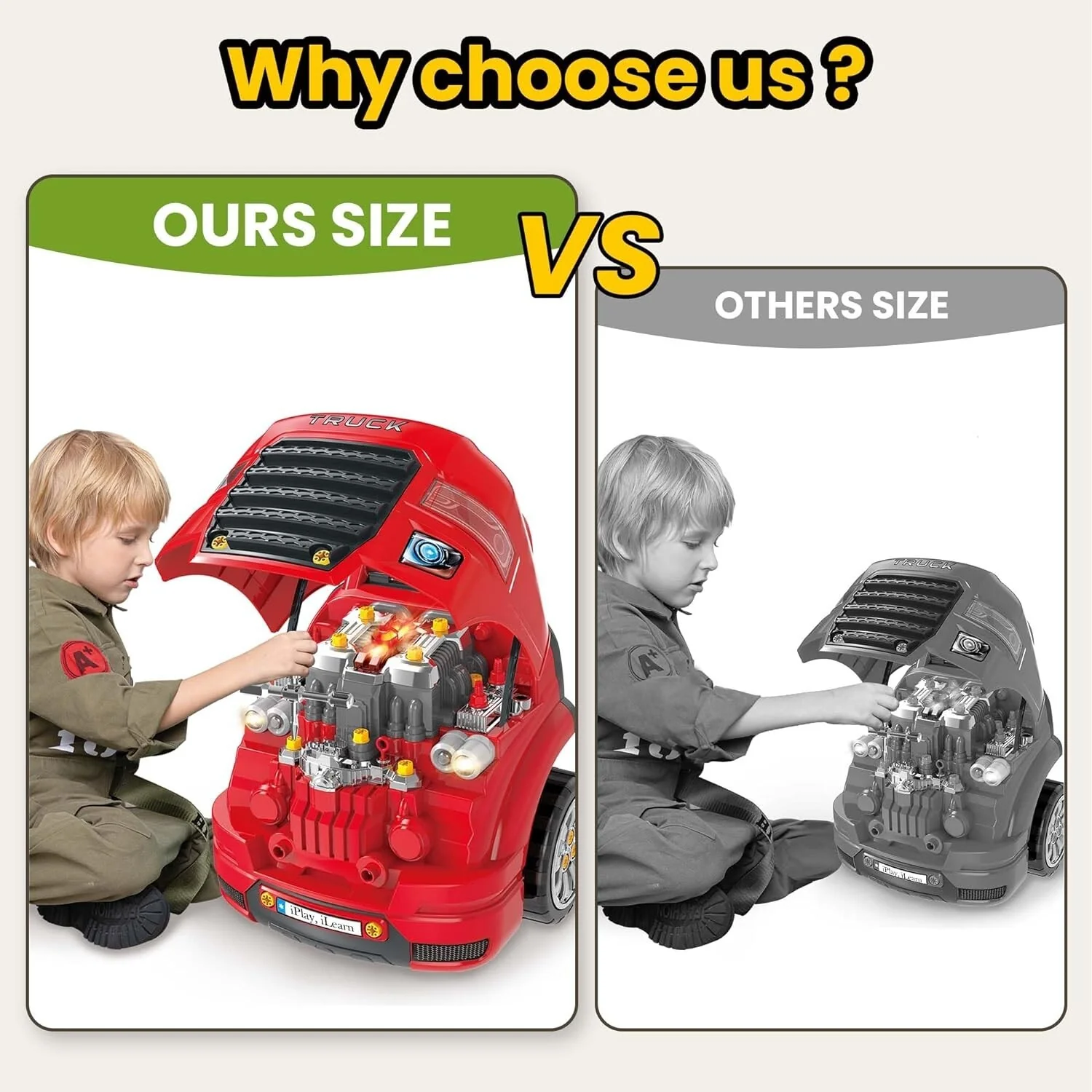 Large Take Apart Truck Engine Set with RC Key and Realistic Sounds for Ages 3-8 - Image 5
