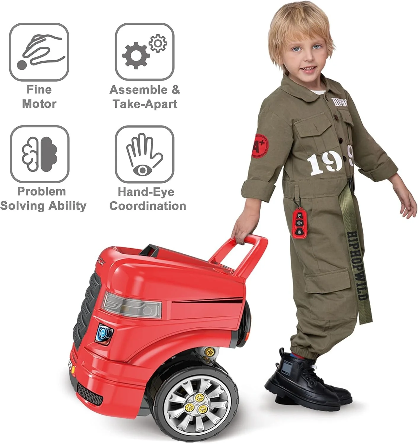 Large Take Apart Truck Engine Set with RC Key and Realistic Sounds for Ages 3-8 - Image 8