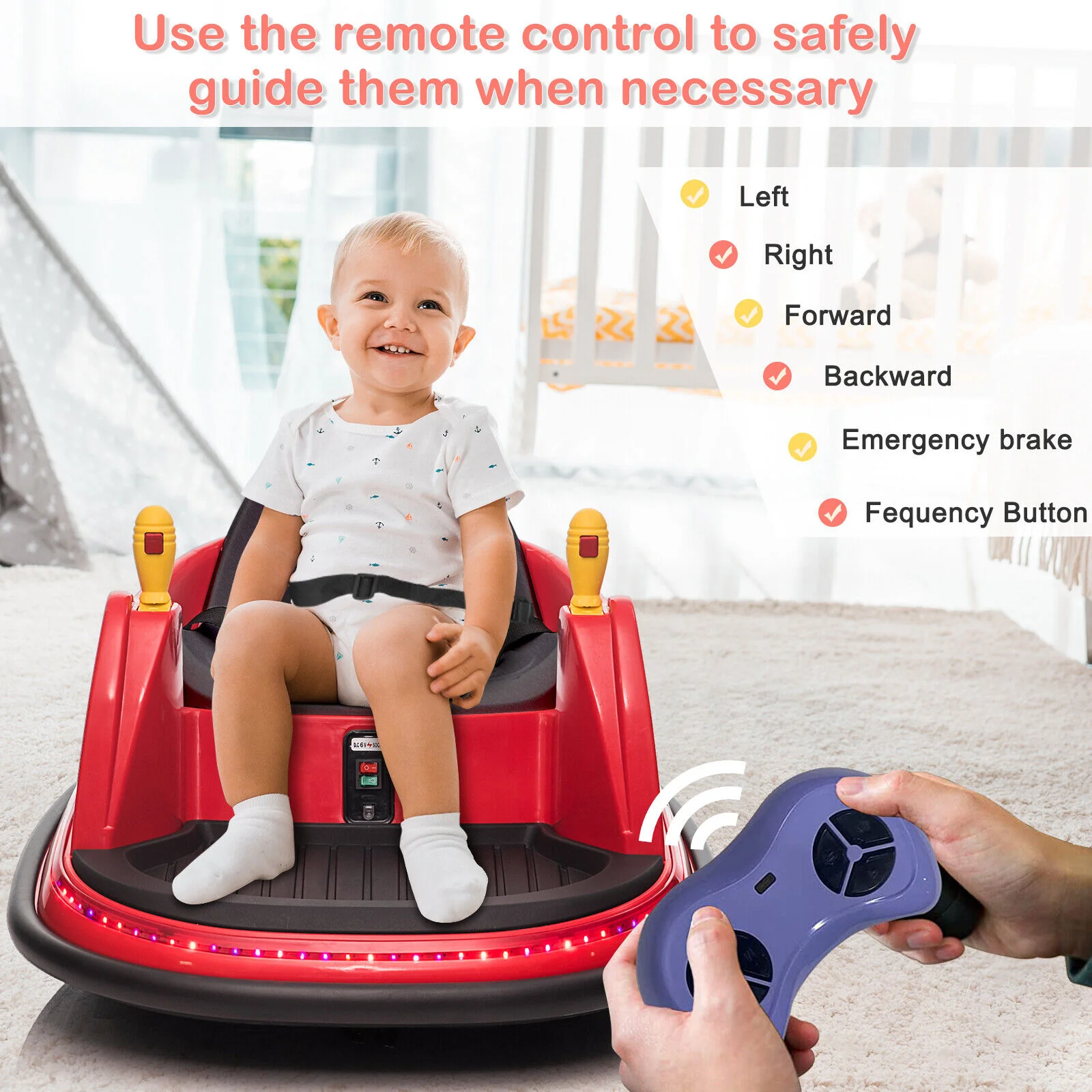LEADZM 6V 7A.h Red Bumper Car - Exciting Ride for Kids! - Image 5