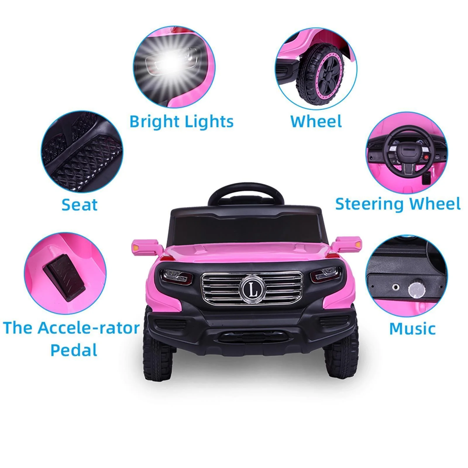 Leadzm 6V Electric Ride-On Truck for Kids with Remote Control, LED Lights, and Seat Belt - Image 4