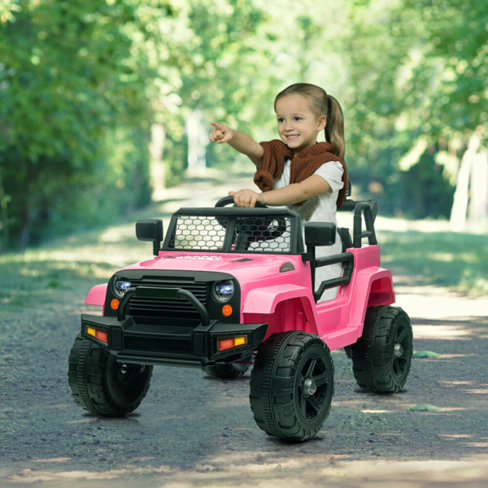 12V Dual Drive Jeep with 4.5Ah Battery, 2.4G Remote Control, and 3-Speed Modes – Pink - Image 4