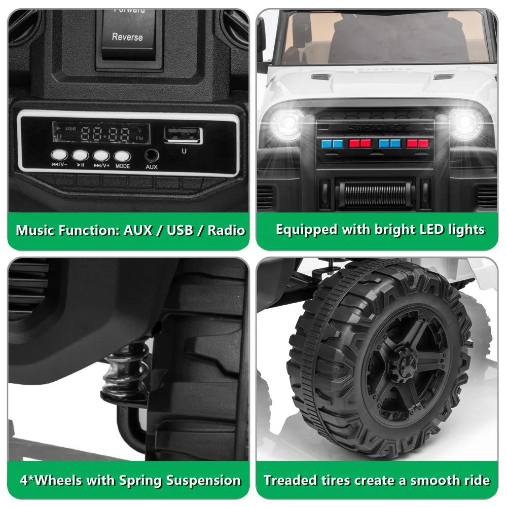 Electric 12V Kids Ride-On Jeep Car Toy with Lights and 3-Speed Remote Control - Image 19