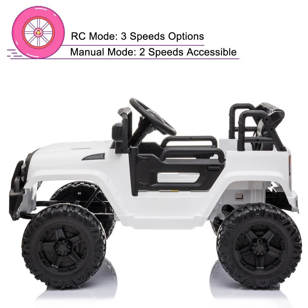 Electric 12V Kids Ride-On Jeep Car Toy with Lights and 3-Speed Remote Control - Image 5