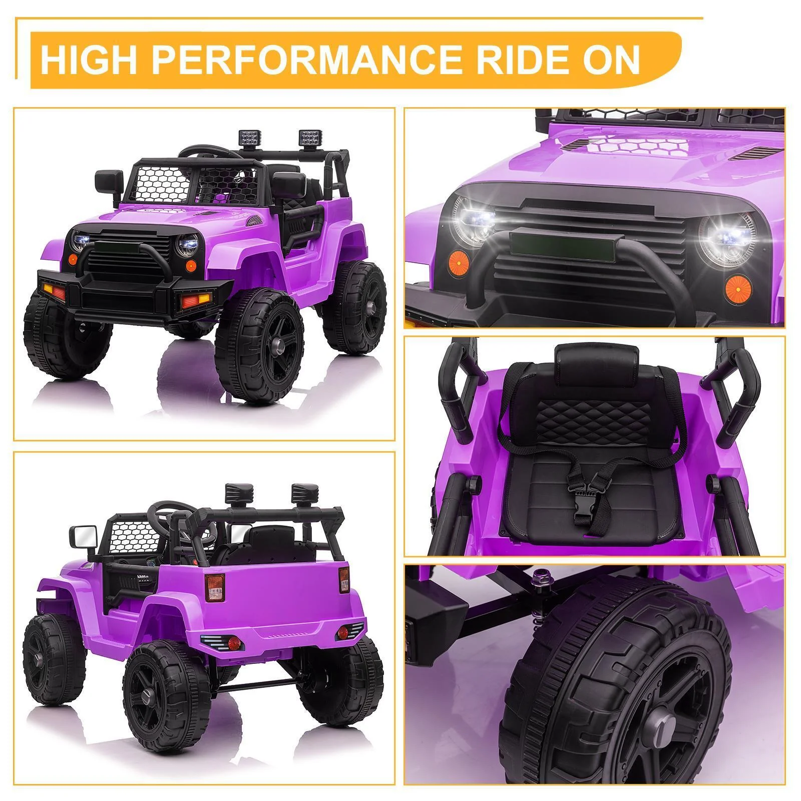Electric Double Drive Remote Control Ride-On Jeep Car for Kids with 3-Speed Settings - Image 6