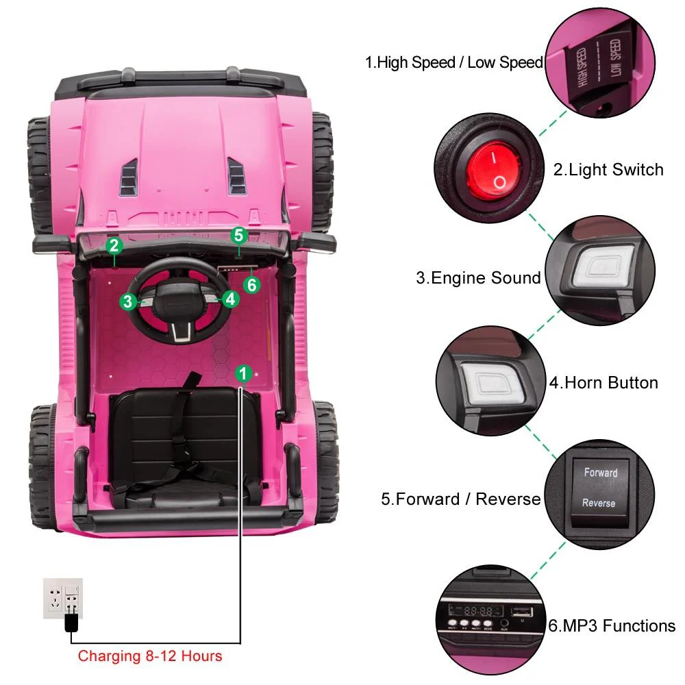 Kids Ride-On Jeep Car Toy with Music, 3 Speeds, Remote Control, and Safety Features - Image 18