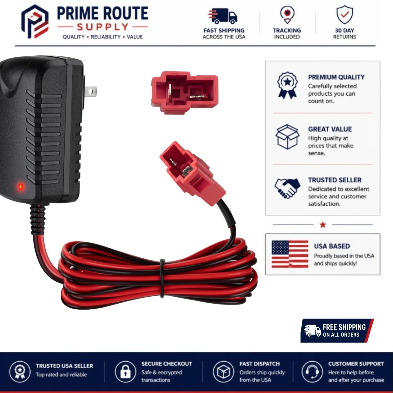 12V Charger for Ride-On Toys with LED Indicator and Overcharge Protection