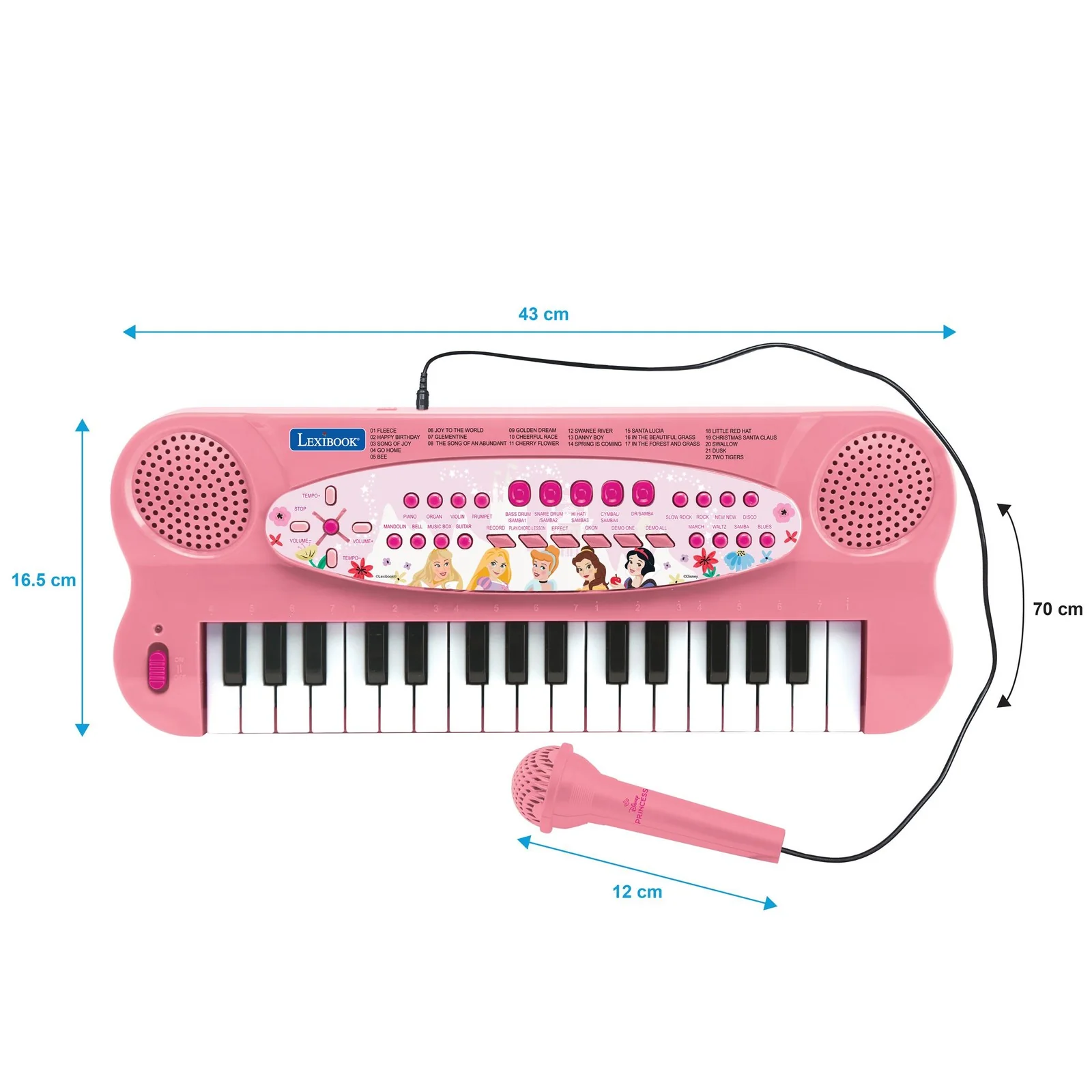 Disney Princesses Electronic Musical Keyboard with Microphone by Lexibook (32 Keys) - Image 3