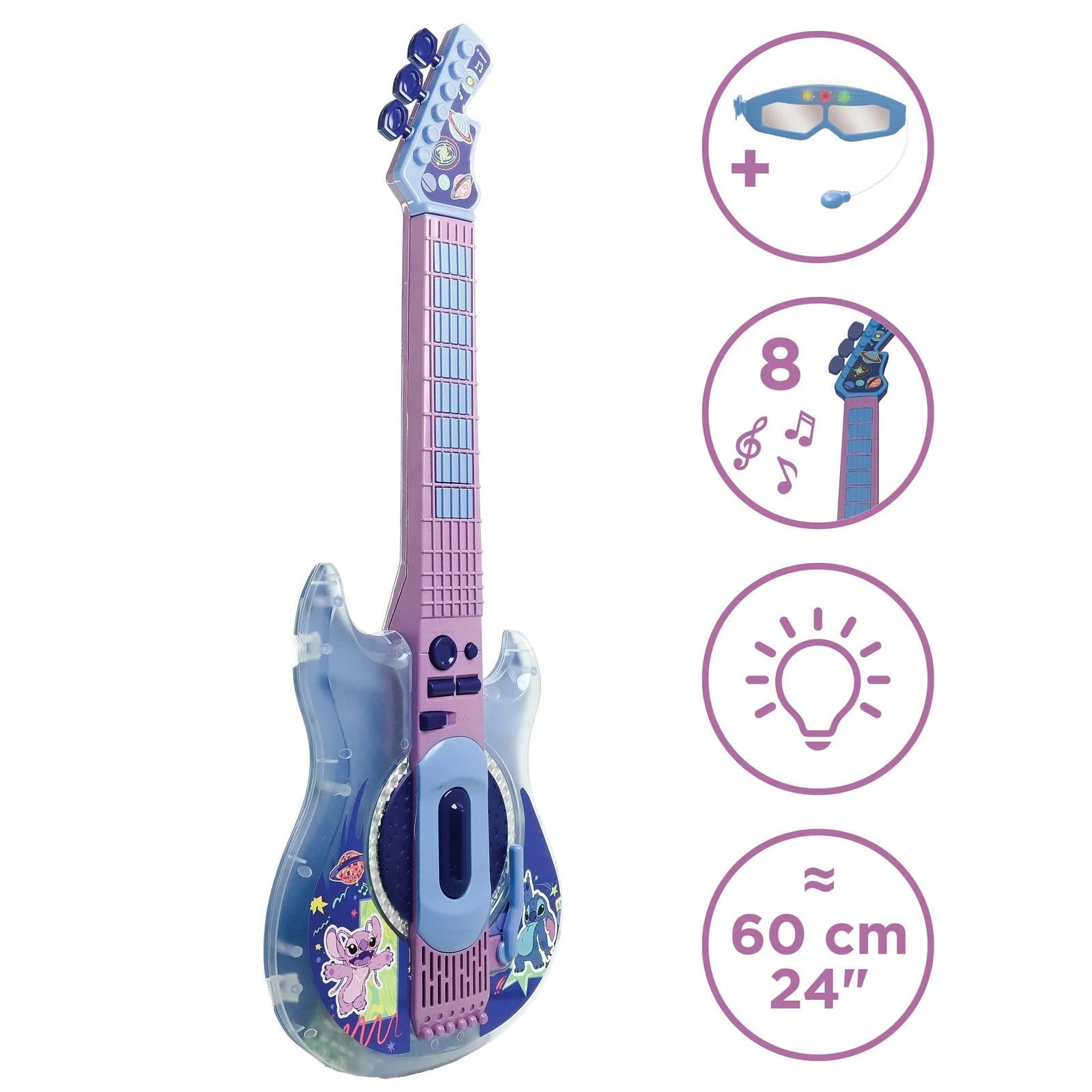 Disney Stitch Electronic Guitar with Microphone and Glasses Set - Image 3