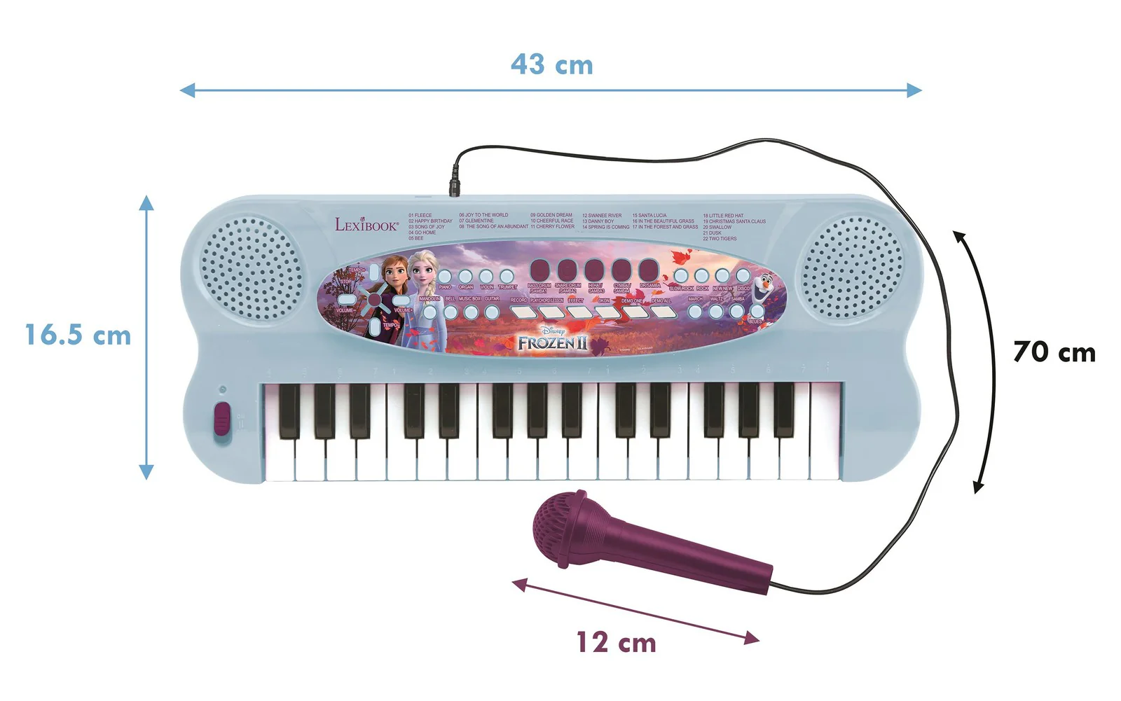 Frozen 2 Inspired Elsa, Anna, and Olaf 32-Key Keyboard with Microphone - Image 2