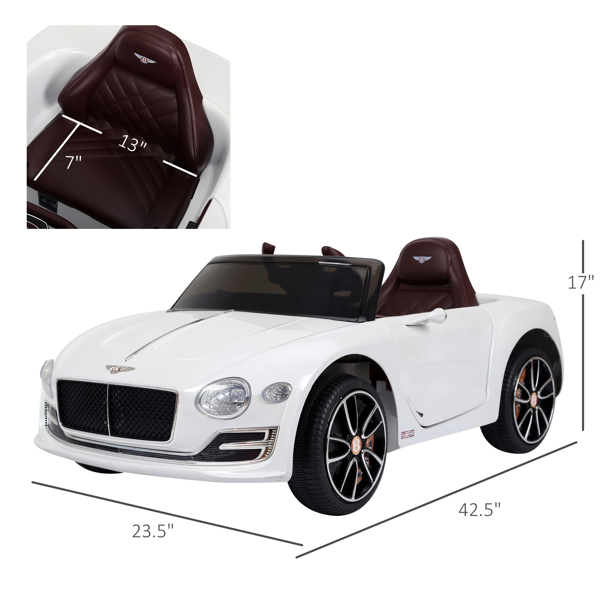 Licensed 12V Bentley Ride On Car for Kids with Parent Remote Control - Black - Image 3