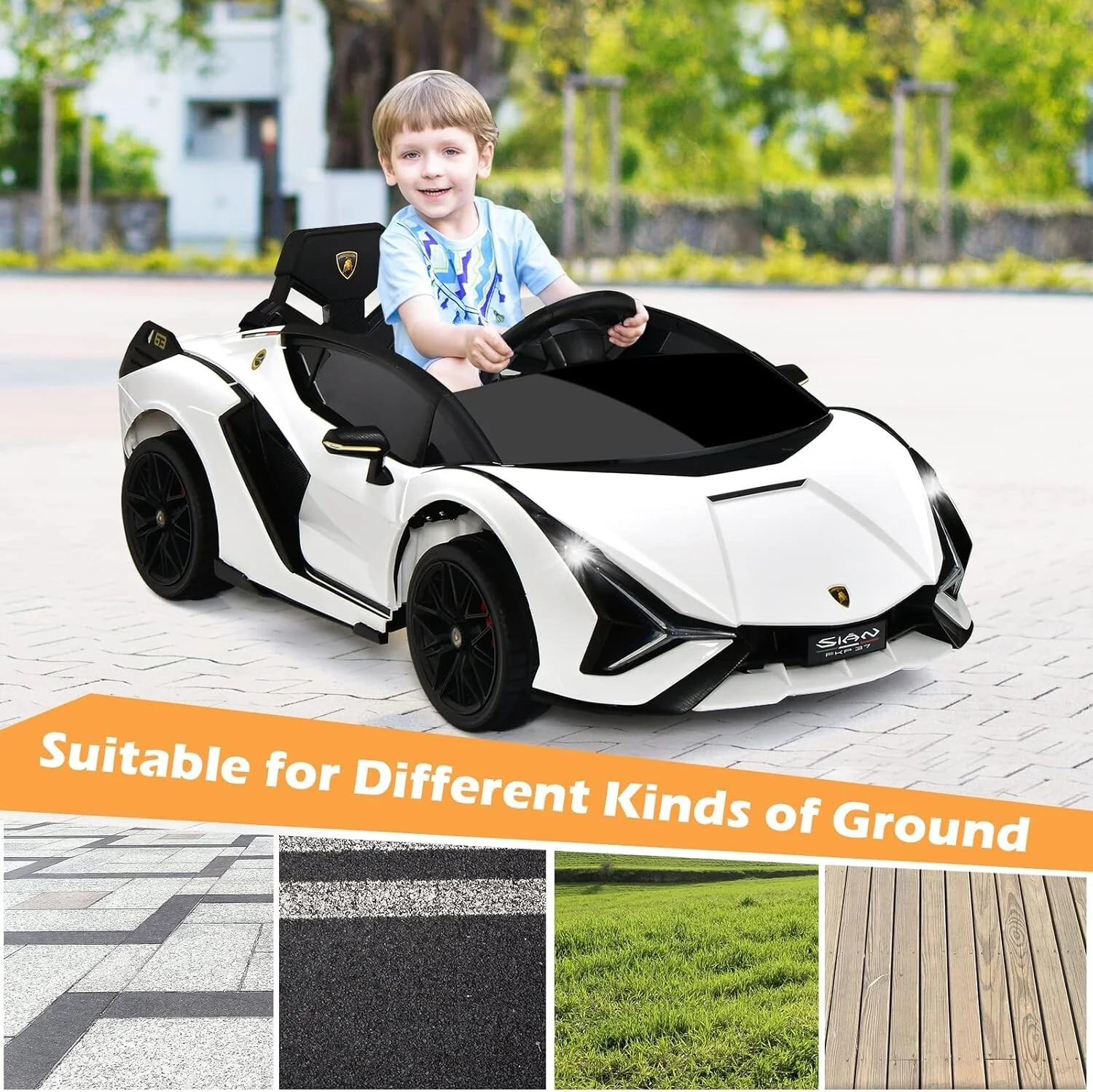 12V Lamborghini Sian Ride-On Car with Adjustable Seat and Safety Belt - Image 11
