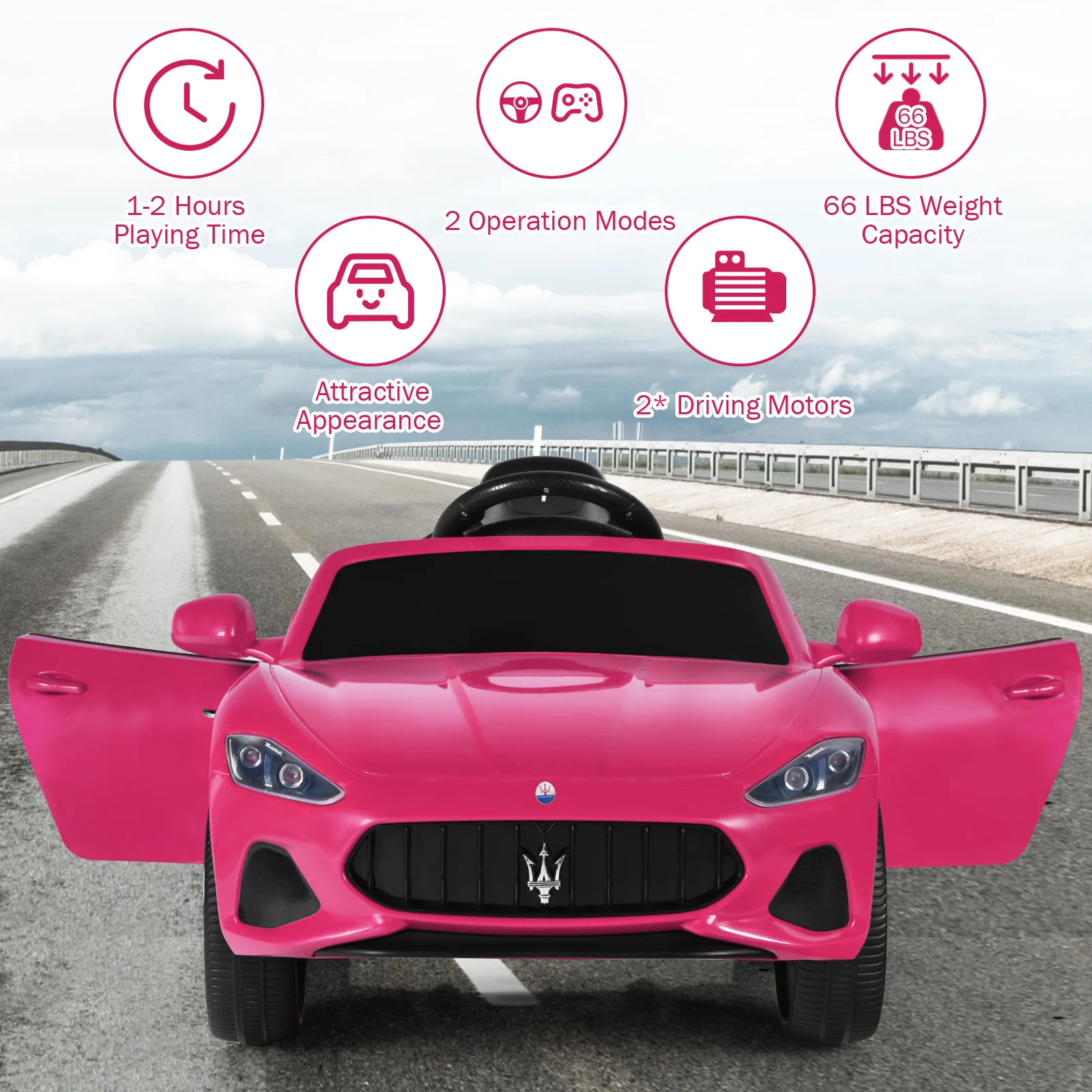 Licensed 12V Maserati GranCabrio Kids Ride On Car with Remote Control and Lights - Image 13