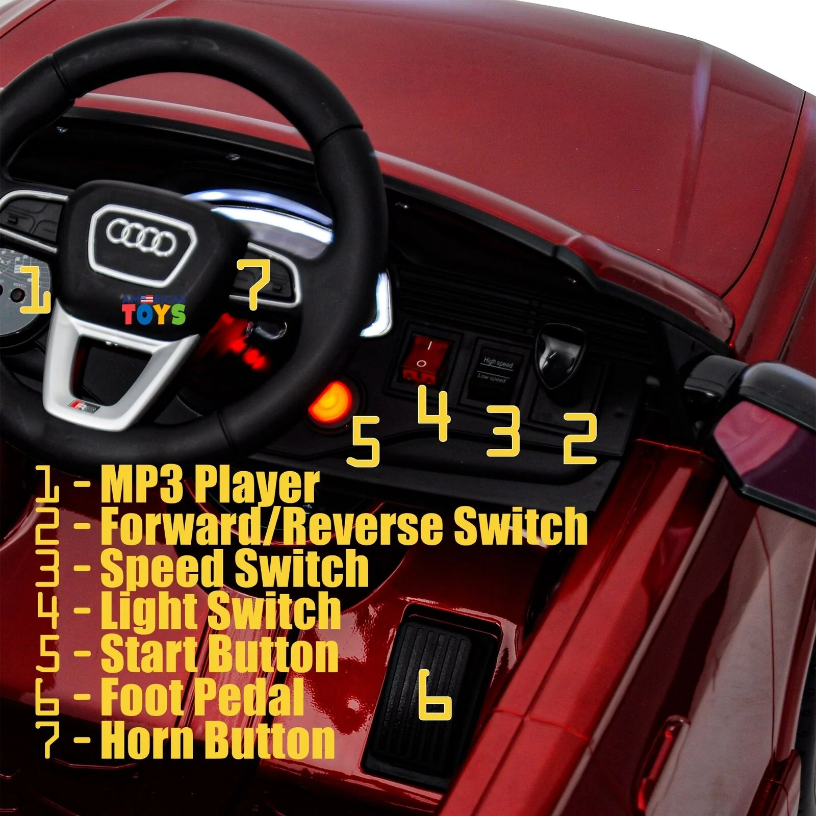 Licensed Audi 12V Electric Ride-On Car for Kids with Remote Control and MP3 Player - Available in Multiple Colors - Image 9