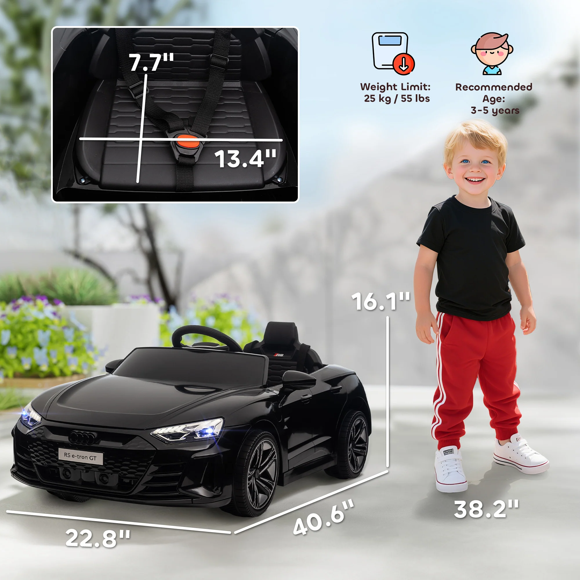 Licensed Audi 12V Electric Ride-On Car with Remote Control and Honking Horn - Image 58