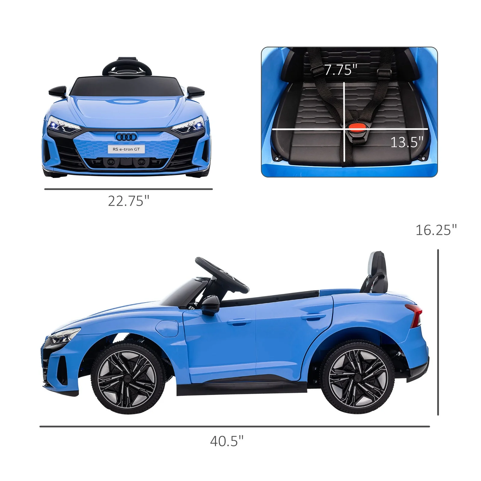 Licensed Audi 12V Electric Ride-On Car with Remote Control and Horn - Blue - Image 3