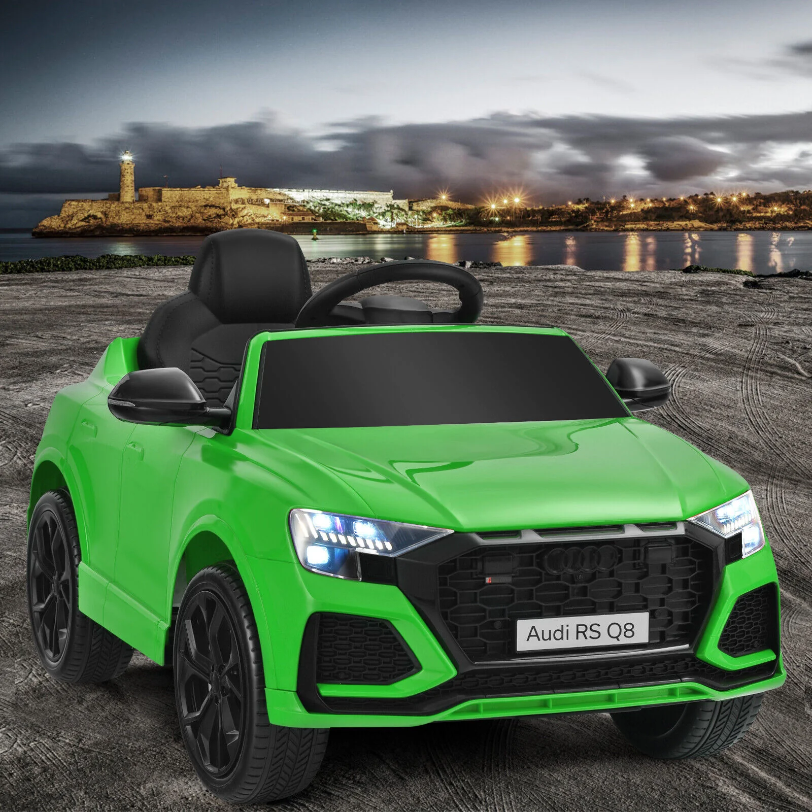 Licensed Audi RS Q8 12V Ride-On Car for Kids with Lights, Music, and Remote Control in Green - Image 4