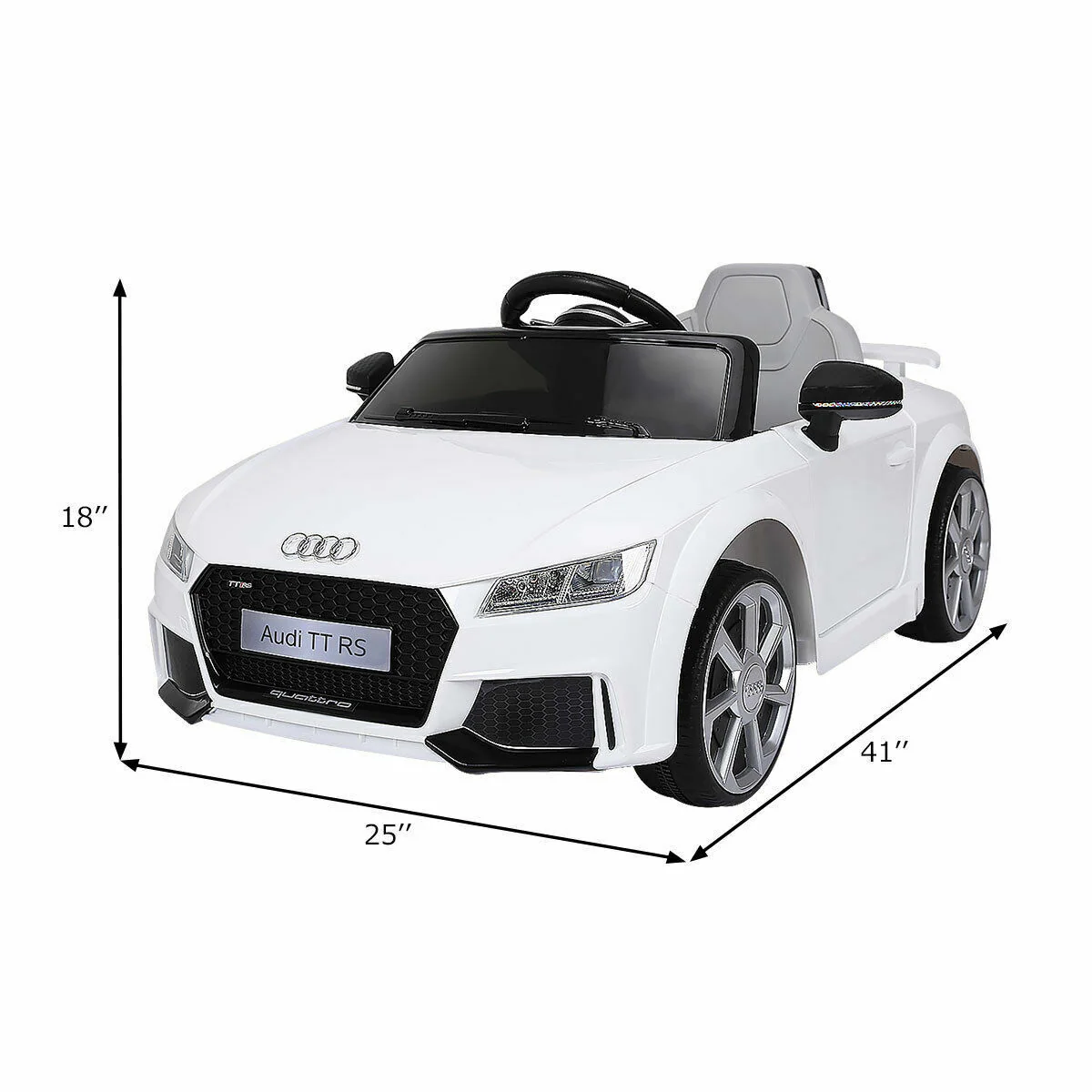 Licensed Audi TT RS Electric Ride-On Car for Kids with Remote Control and MP3 Player - White - Image 2
