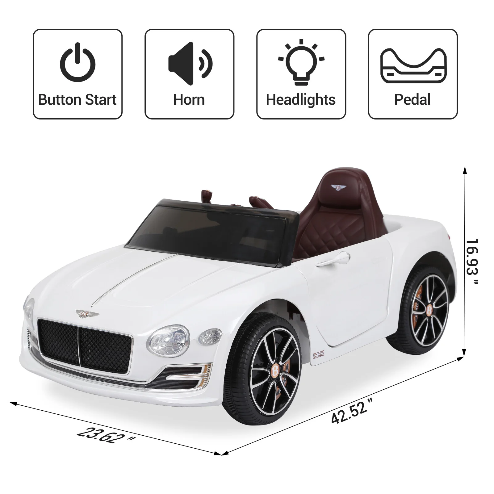 12V Licensed Bentley Electric Kids Ride-On Car with Remote Control, MP3, and Lights - Image 4