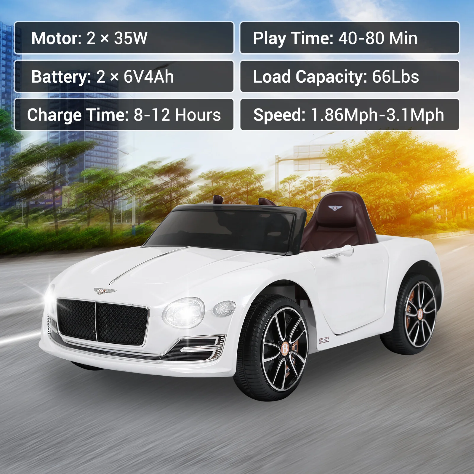 12V Licensed Bentley Electric Kids Ride-On Car with Remote Control, MP3, and Lights - Image 6