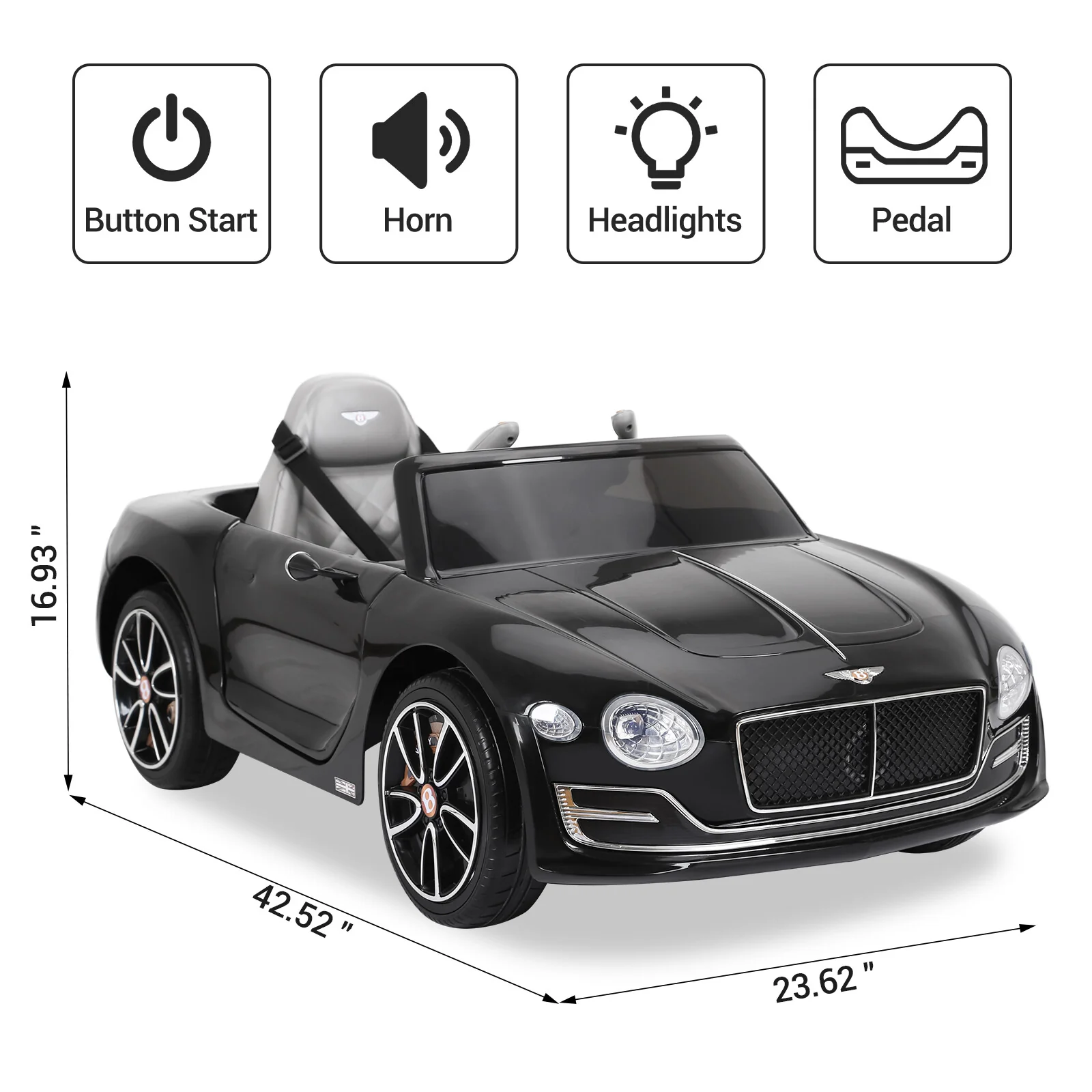 Licensed Bentley 12V Kids Electric Ride-On Car with Remote Control and LED Lights - Image 5
