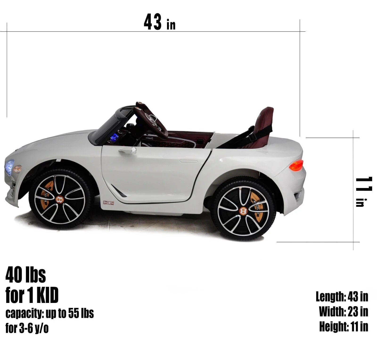 Licensed Bentley 12V Ride On Car with Radio, Remote Control, MP3 Player - Available in Multiple Colors for Kids - Image 30