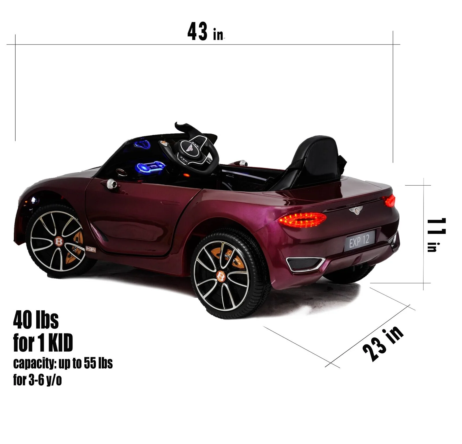 Licensed Bentley 12V Ride On Car with Radio, Remote Control, MP3 Player - Available in Multiple Colors for Kids - Image 6