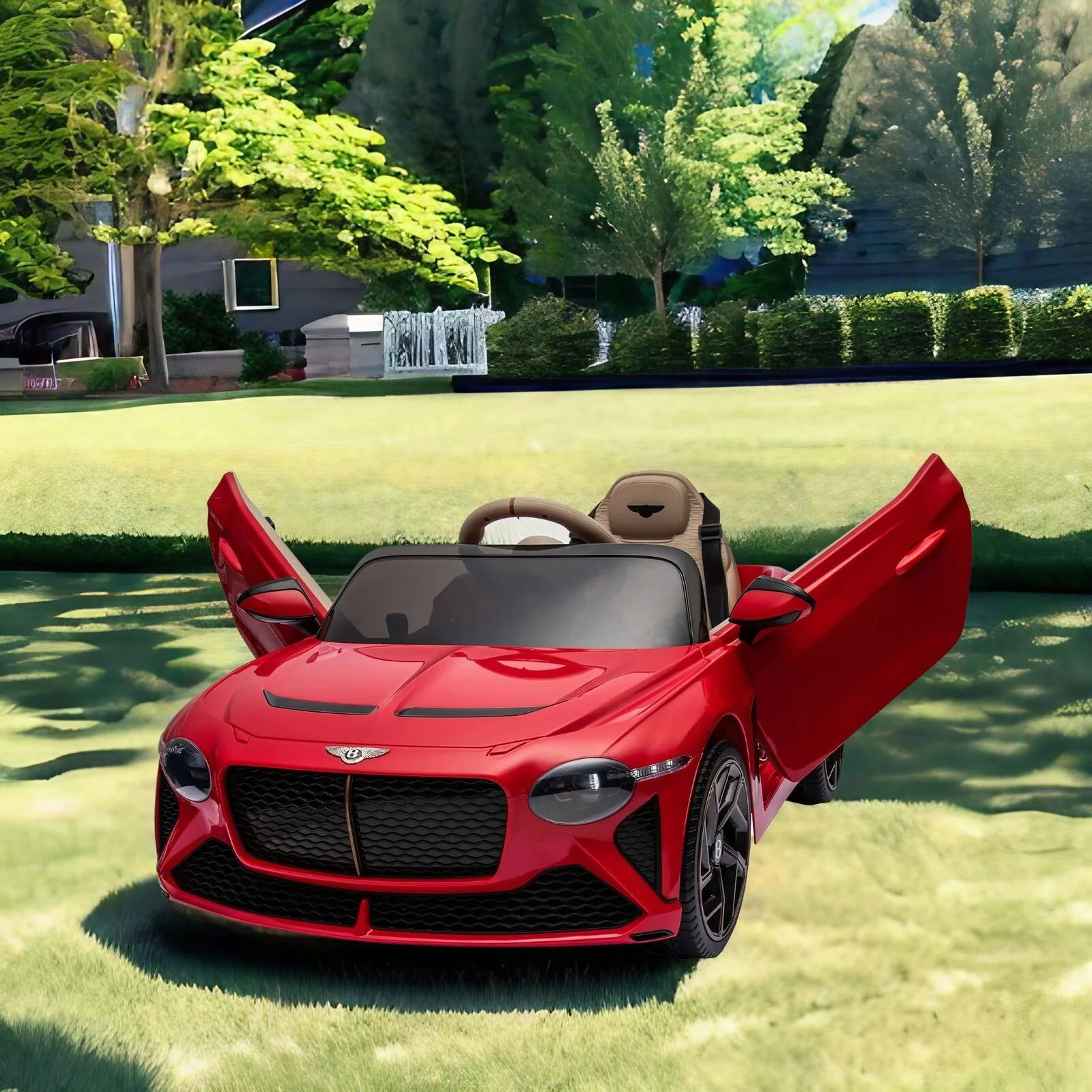 Licensed Bentley 2.4G Electric Ride-On Car for Kids - 3 Speeds, Remote Control, 12V Battery, Red - Image 3