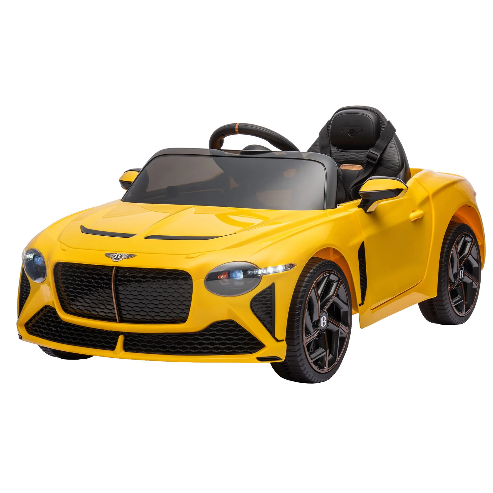 Licensed Bentley 2.4G Kids Ride On Car with Remote Control, 3 Speeds, and 12V Battery in Yellow - Image 9