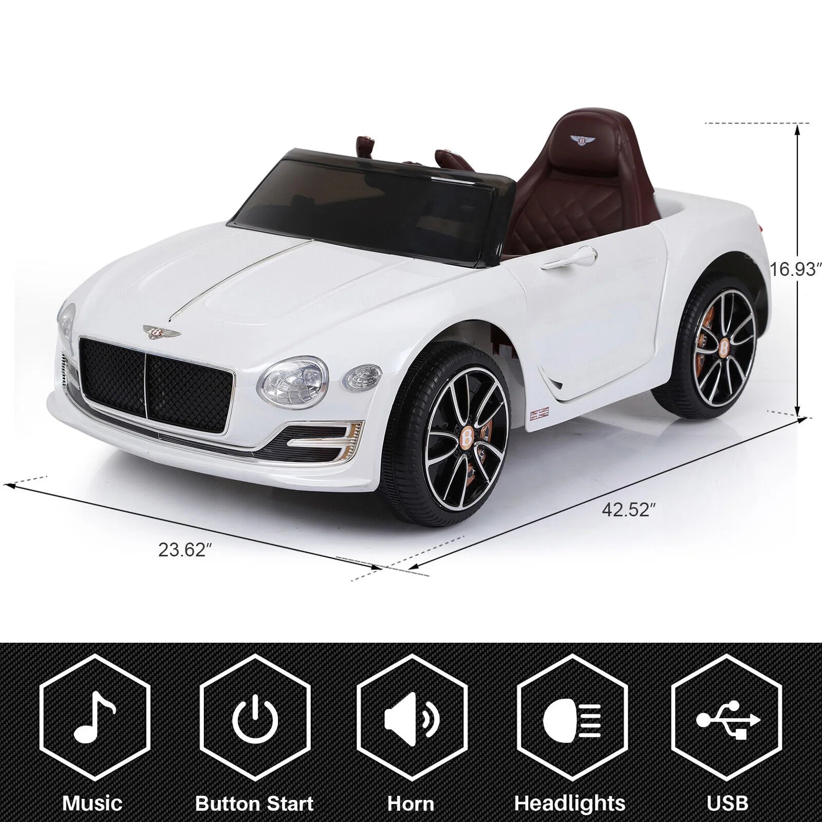 Licensed Bentley Kids Ride-On Car with Remote Control - Battery Powered Electric Toy - Image 5