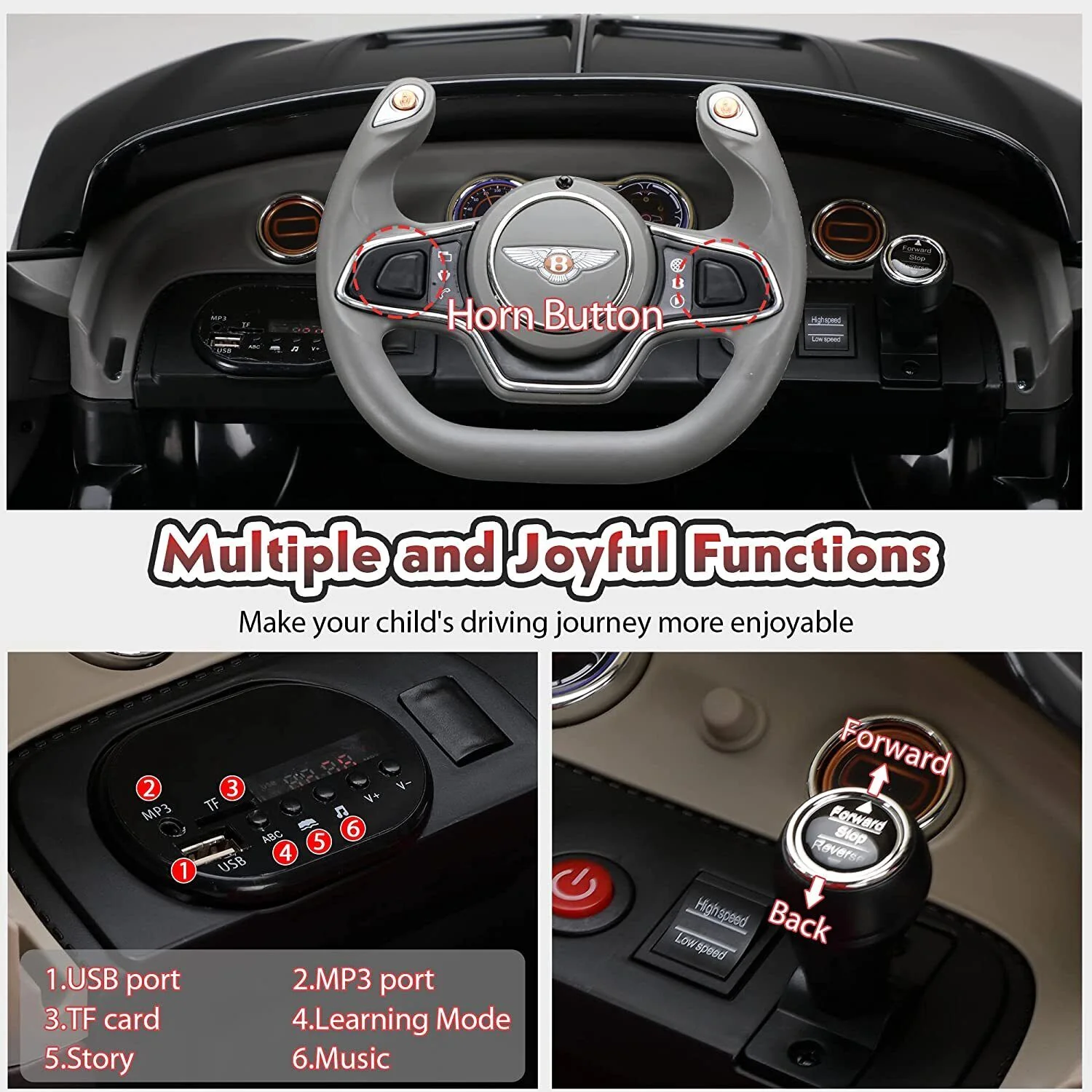 Licensed Bentley Style 12V Electric Ride On Car for Kids with Remote Control - Perfect Gift! - Image 15