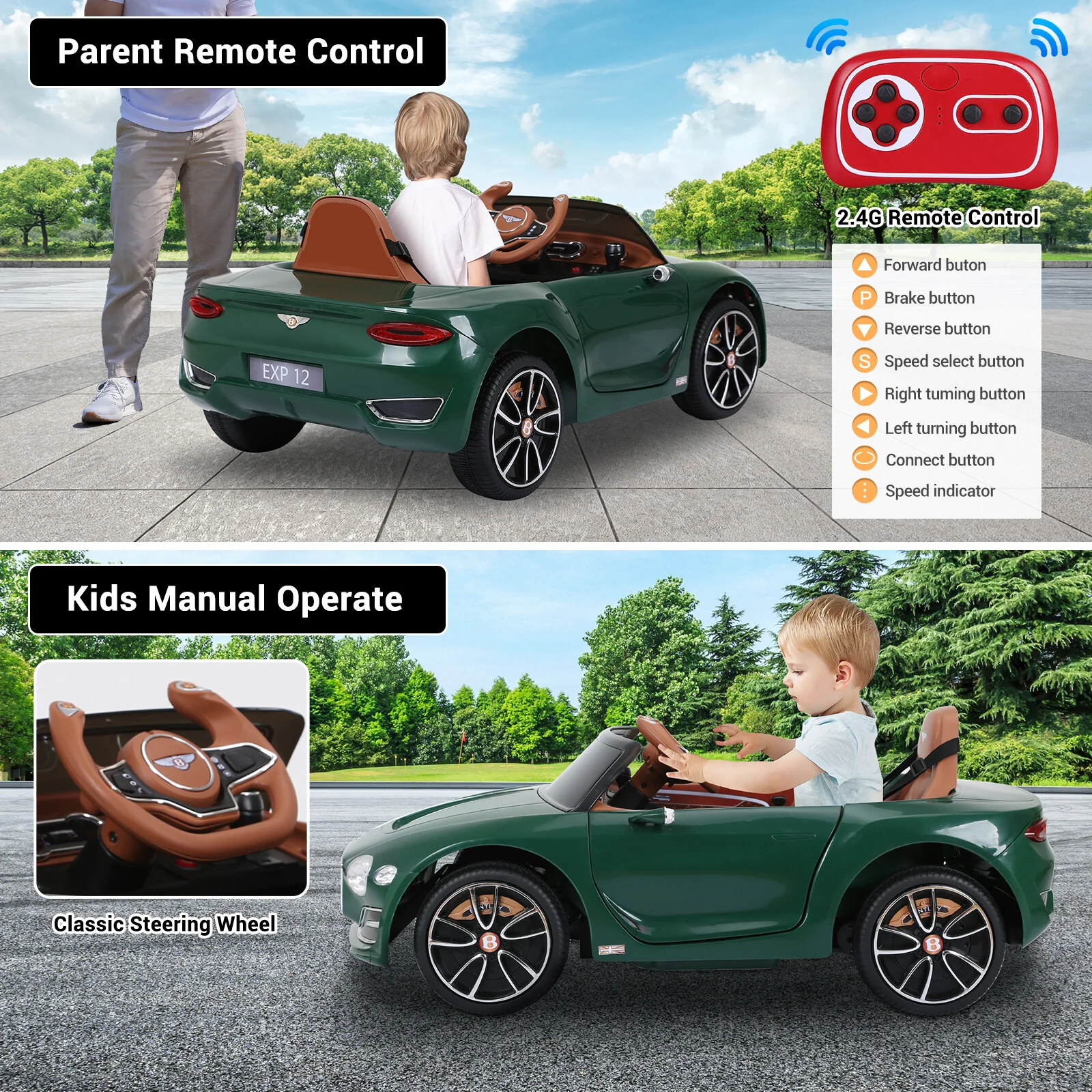 Licensed Bentley Style 12V Kids Electric Ride-On Car with Remote Control - Image 10