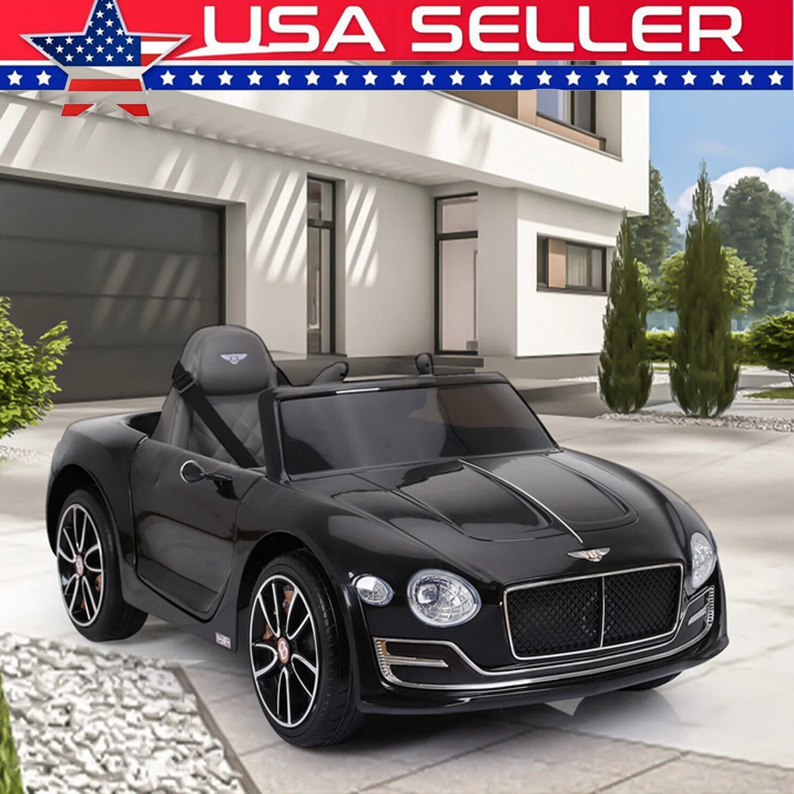 Licensed Bentley Style 12V Kids Ride-On Electric Toy Car with Remote Control and LED Lights