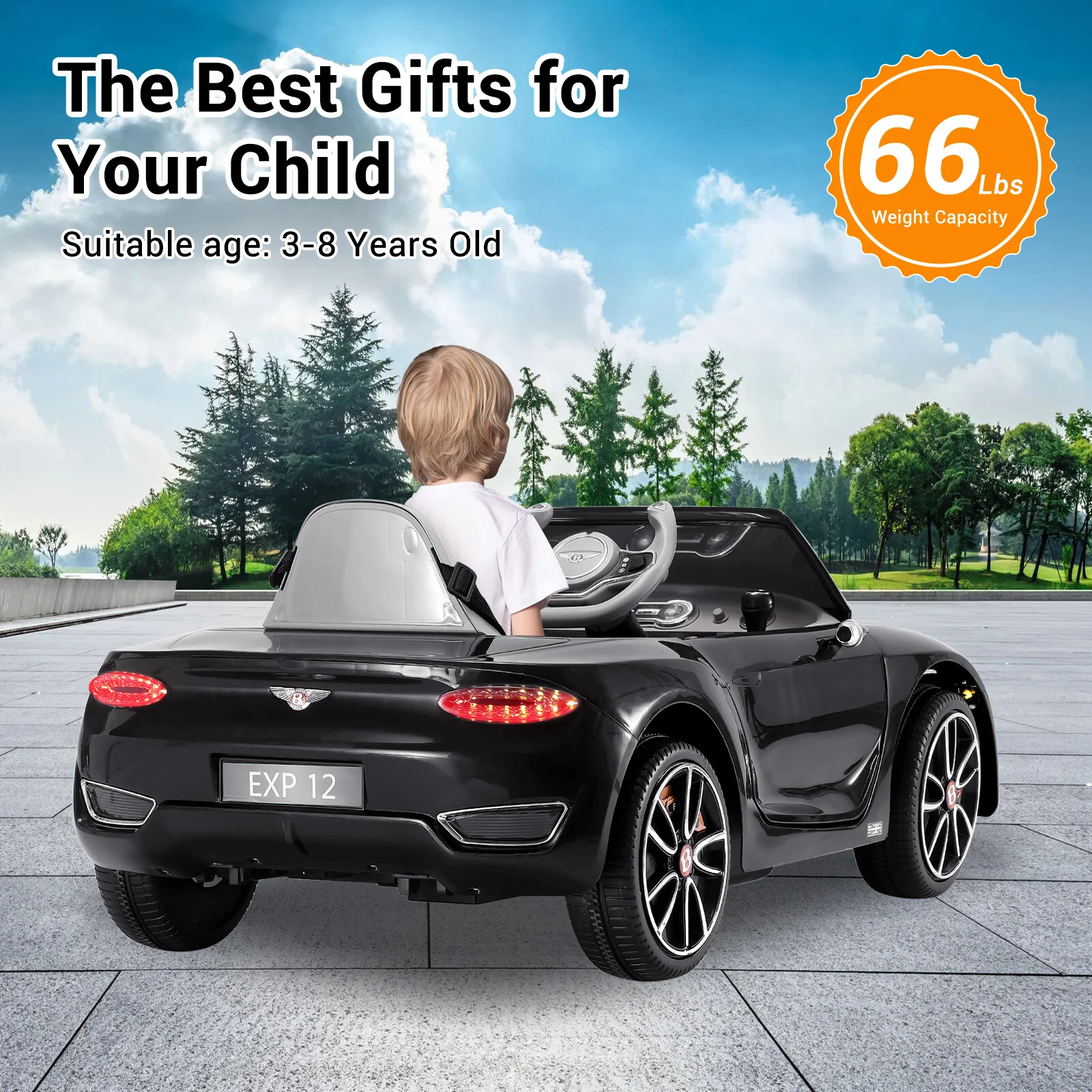 Licensed Bentley Style 12V Electric Kids Ride-On Car with LED Lights and Remote Control - Image 4